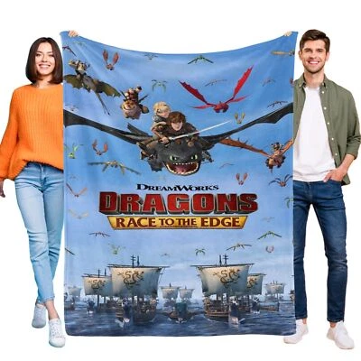 Dragons: Race to the Edge Super Soft Flannel Throw Blanket for All Season Gifts - Image 1 of 4
