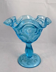 LE SMITH Moon & Stars piedistallo vetro blu composta piatto caramelle vintage 6" x 5 1/2" - Foto 1 di 5