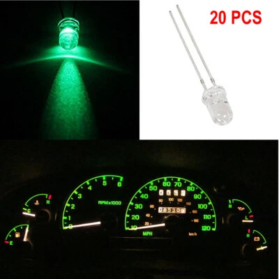 20) Green 5mm Mini LED Bulbs Clearence Instrument Cluster Panel Gauge Base Light - Image 1 of 4