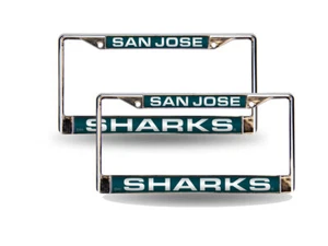 San Jose Sharks NHL Chrome Metal Laser Cut License Plate Frame - Set of 2 Frames - Picture 1 of 6