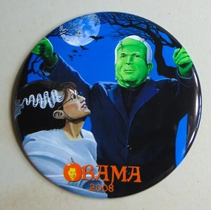 McCain Obama 2008 Brian Campbell SIX INCH campaign pin button political - Picture 1 of 3