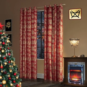 Christmas Curtains for Living Room 84 Inch Length 2 Panels Set Grommet 80% Black - Picture 1 of 9