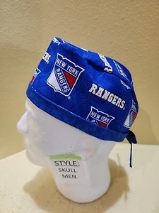 New York Rangers Logo NHL Skull/Chemo Surgical Scrub Hat/Cap Handmade - Picture 1 of 7