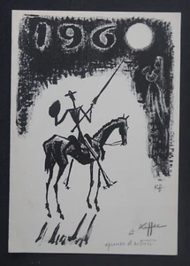 Carte de Voeux DON QUICHOTTE Signé CHARLES KIFFER Epreuve Artiste - Bild 1 von 6
