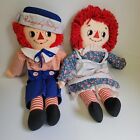 Vintage Raggedy Ann &amp; Andy Dolls 8458 and 8459 Kickerbocker Toys Applause 24&quot;