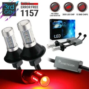 1157 LED Error Free Canbus Red Brake Tail Light/Parking Bulbs Set Wired Resistor - Foto 1 di 8
