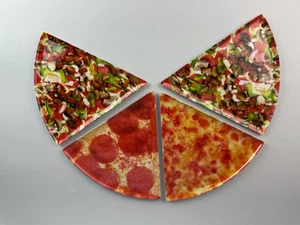 4 Vintage Slice Of Pizza Photo Realistic Plastic Plates - Picture 1 of 5