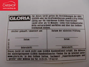Gloria Feuerlöscher Schild, Wartungsaufkleber, Wartungsschild, Kundendienst  - Bild 1 von 1