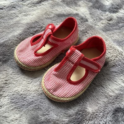 Zapatos de Bebé Rojo Zapatos a Rayas 6-12 Meses Hechos en España  Foto 1 de 3