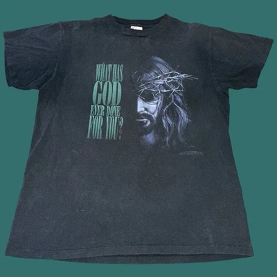 Vtg 90s What God Ever Done For You T-Shirt 2-Side Jesus Living Epistle Rap Tee M - Image 1 of 4