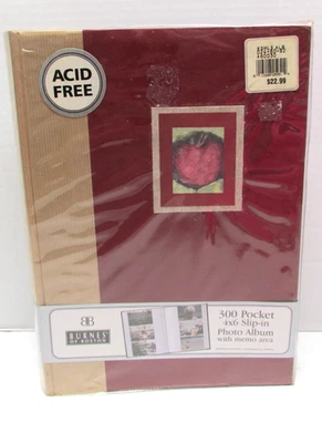 NUEVO ÁLBUM DE FOTOS BURNES OF BOSTON 300 Bolsillo Borgoña y Bronceado con Área de Memo Foto 1 de 4