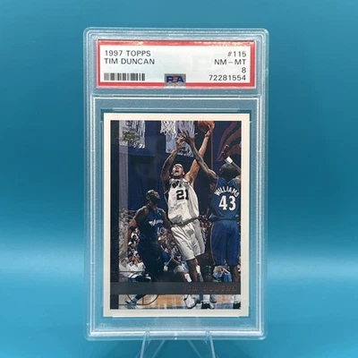 Tim Duncan RC 1997 Topps #115 novato PSA 8 Foto 1 de 2