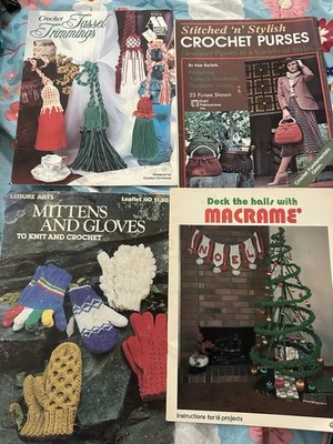 VNT Macrame Weaving Patterns Magazines Booklets 70s Lot Of 16 Made USA Crochet - Image 1 of 4