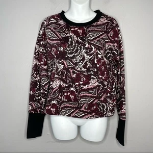 JOIE Paisley Sweatshirt Womens Size Medium Purple Pink Comfy Cozy Cotton Cropped - Picture 1 of 8