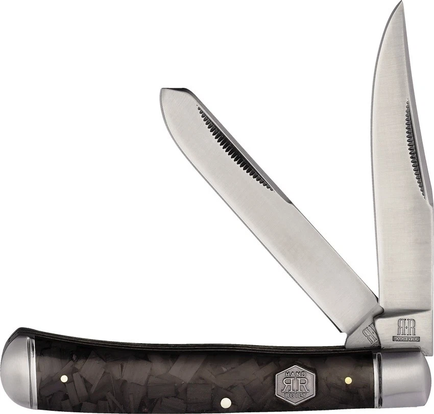 Rough Rider Midnight Ice Trapper Black Carbon Fiber Folding Stainless Knife 1995 - Изображение 1 из 1