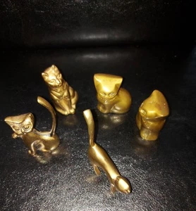Katzenfiguren Messing 5 Stück TOP - Bild 1 von 2