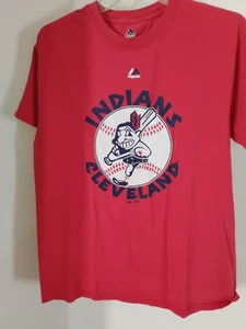 Chief Wahoo Cleveland Indians Mens M MLB T Shirt Majestic Red - Picture 1 of 4