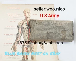 1875 ANTIQUE MEDICAL SURGICAL Seabury&Jonhson U.S. Army Wounds Compress Unopen - Picture 1 of 9