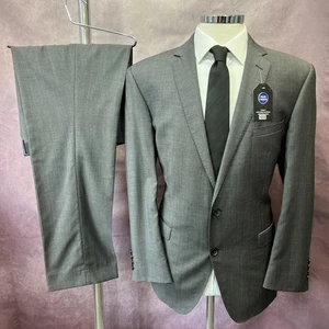 BLAZER Grey Modern 100% Pure Wool Reg Fit 2 Piece Suit C44S W36 L30 - Picture 1 of 20