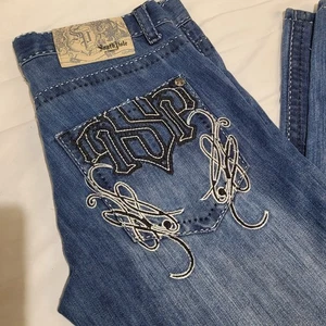 Jeans denim vintage Southpole premium gamba dritta Y2K tasca ricamata 32x29  - Foto 1 di 18