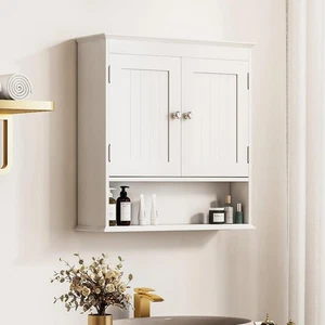 Bathroom Cabinet, Bathroom Wall Cabinet with 2 Door Adjustable Shelves,White ... - Bild 1 von 8