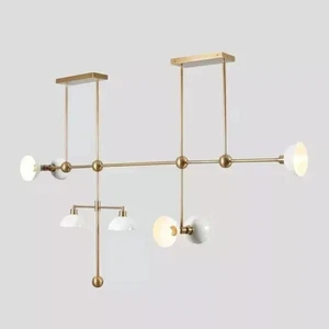 Lámpara de araña Sputnik estilo siete luces de latón estilo Stilnovo - Imagen 1 de 5