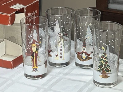 Juego de 4 vasos vintage certificados internacionales medianoche Navidad 16 OZ Foto 1 de 4