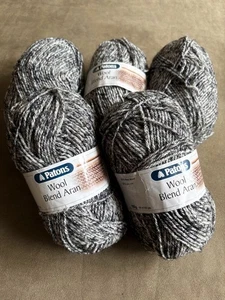 Patons Wool Blend Aran 5 x 100g Balls Shade 93 Grey Marl Yarn Wool Knitting (M32 - Picture 1 of 8