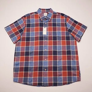 Dillard's Rowm Men's Short-Sleeve Shirt XL Blue Red Check 100% Cotton NWT - Picture 1 of 11