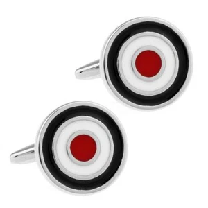 TARGET CUFFLINKS Round Roundel Mod Symbol RAF Royal Air Force NEW with GIFT BAG - Picture 1 of 4