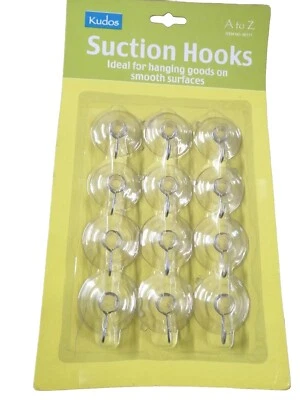 Brand New Suction Hooks Set Of 12 Sticks To Glass Ceramic Metal Steel Hanging - Image 1 of 2