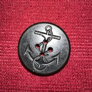 Vintage US Navy 1.25 Inches Black Anchor Button For Wool Coat NOS - Picture 1 of 2