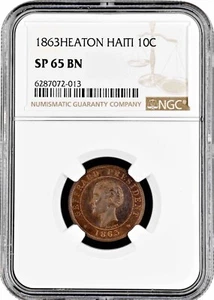 Haiti 10 centimes 1863, NGC SP65 BN, "Republic of Haiti (1863 - 1985)" Pop 6/1 - Picture 1 of 2