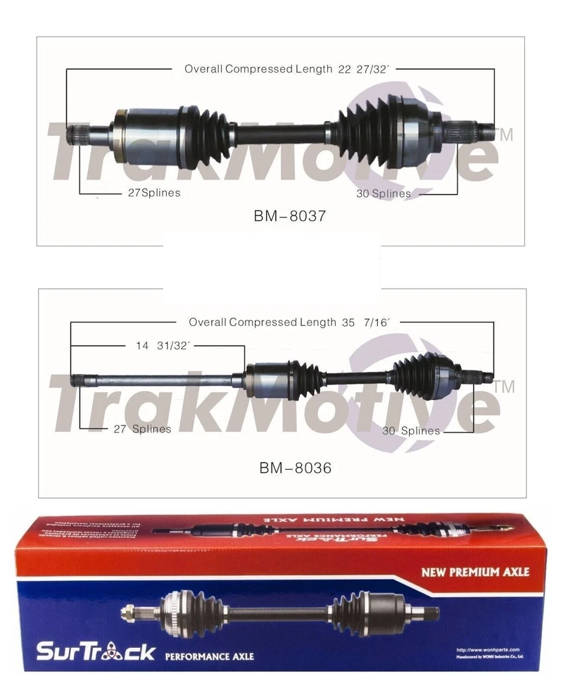 Juego SurTrack par de conjuntos de eje delantero CV para BMW 325xi 330xi AWD 01-05 Foto 1 de 1
