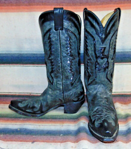 Womens Corral Double Phoenix Gray Leather Black Sequin Cowboy Boots 8 M Exc Cond