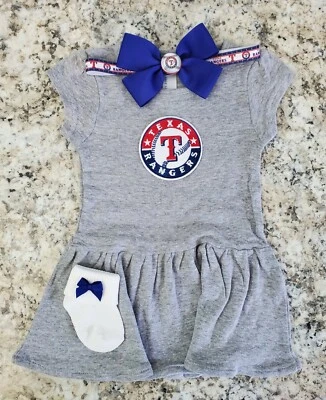 Rangers baby/toddler girl dress Rangers baby gift girl Texas baseball baby - Image 1 of 3