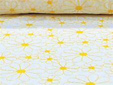 White Embroidered Yellow Daisies 100% Cotton Lawn Design 58"W Apparel Fabric