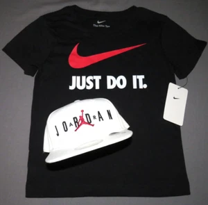 NEW Nike Short Sleeved T-Shirt + Air Jordan Snapback Hat Bundle Youth sz. 7 NWT! - Picture 1 of 7