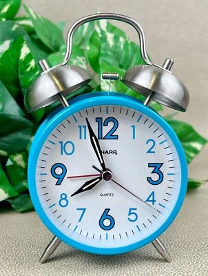 Sharp Twin Bell Quartz Alarm Clock #SPC851 - Back Lit, Loud, Retro Teal, Tested - Image 1 of 4