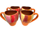 Pier 1 set of four coffee mugs "wavy stripe" hand painted stoneware 18oz.