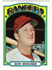 1972 TOPPS #242 DON MINCHER Texas Rangers Baseball Card