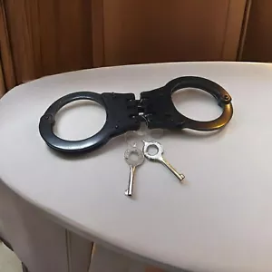 Heavy Duty Polizei Handschellen | Carbonstahl aus massivem | Theaterstück (3610) - Bild 1 von 10