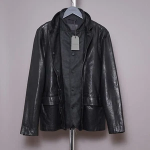 ALL SAINTS Blazer Leather Jacket XXL Mens Black Celebrity GASPAR like survey 2XL - Picture 1 of 21