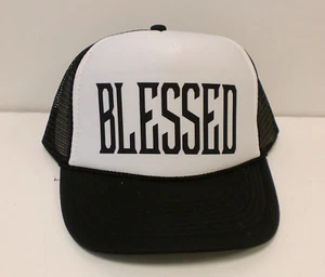 BLESSED SNAP BACK MESH BACK TRUCKER HAT BLACK - Picture 1 of 1