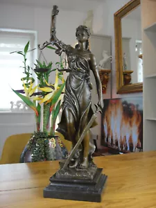 Bronze Marmor Justitia Statue 51 cm XL Göttin Antik Justizia Edel Figur Skulptur - Bild 1 von 9