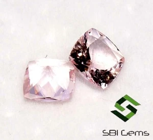 6x6 mm Natural Morganite Cushion Cut Pair 1.44 CTS Faceted Loose Gemstones - Picture 1 of 6