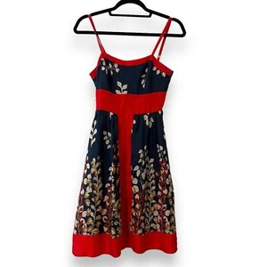 Anthropologie Hype Silk Dress Womens Size 2 Floral Mini Fit & Flare Multicolor - Picture 1 of 8