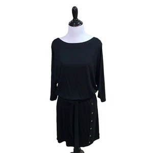 Vestido para mujer White House Black Market talla XS cuello barco quimise nuevo con etiquetas negro con cinturón - Imagen 1 de 12