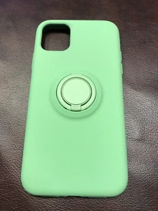 Flüssig Silikon iPhone 11 6,1" Hülle mit Ständer Finger Grip Halter Grün - Bild 1 von 3