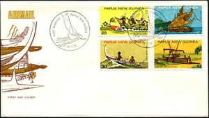 1975 Papua New Guinea Canoes Set Of 4 Unaddressed First Day Cover, GC - Imagen 1 de 1